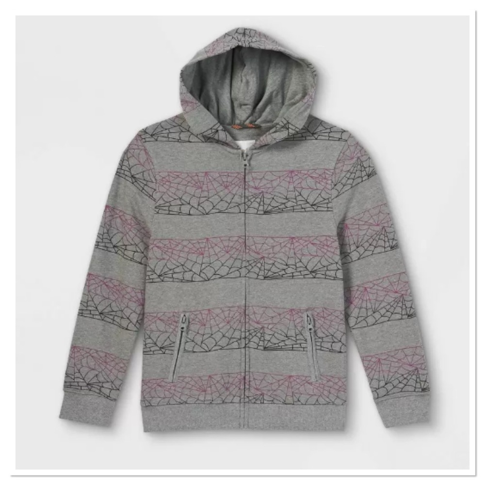 Boy’s French Terry Spider Web Zip Up Hoodie NWT